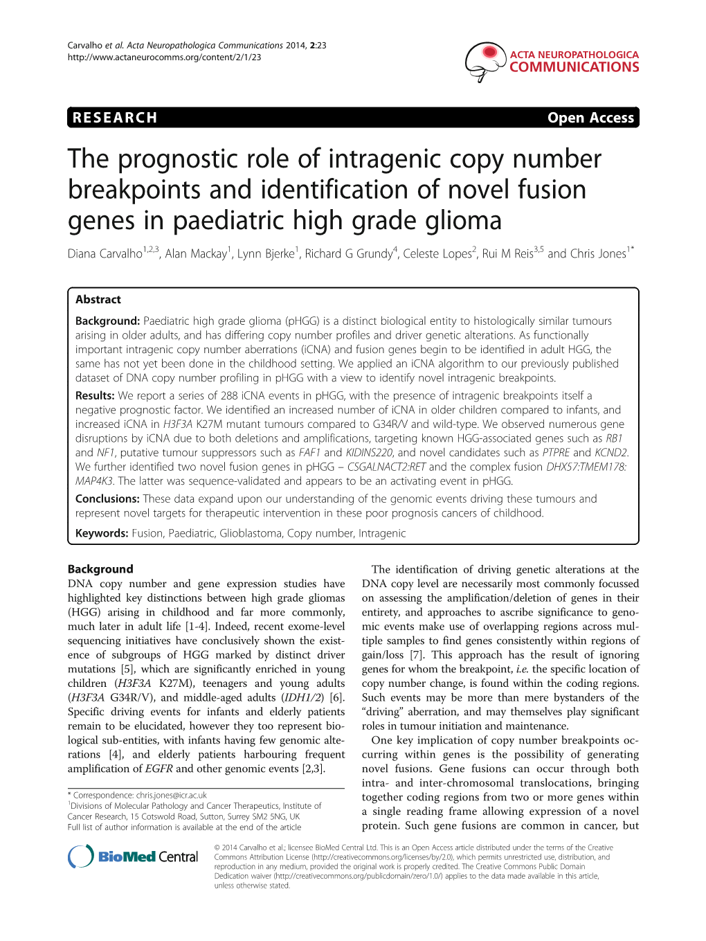 The Prognostic Role of Intragenic Copy Number Breakpoints And
