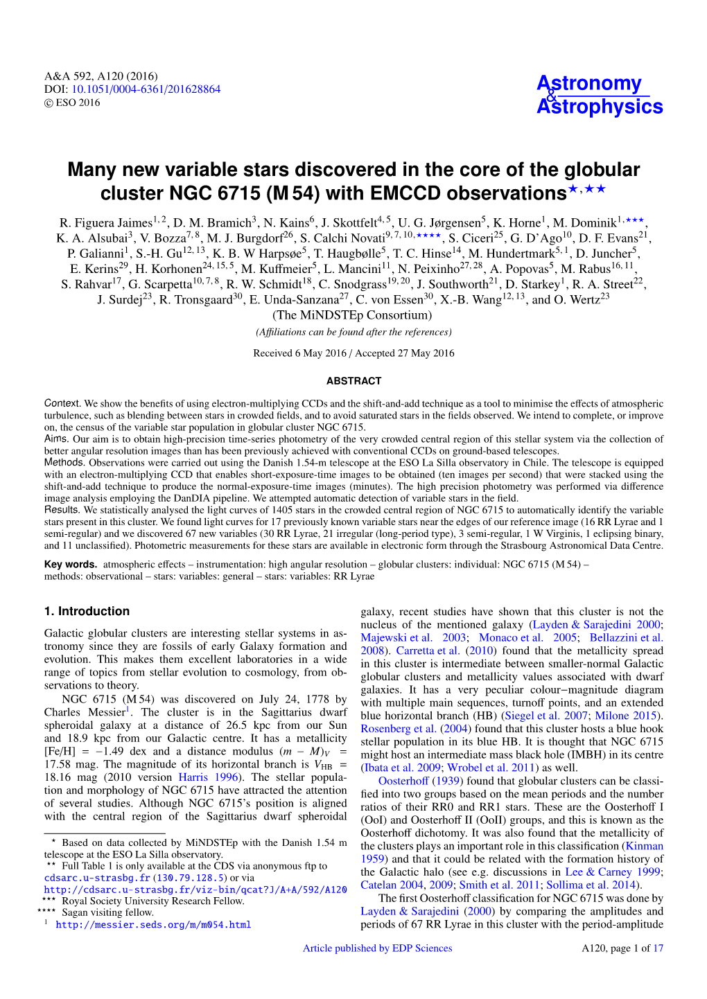 Many New Variable Stars Discovered in the Core of the Globular Cluster NGC 6715 (M 54) with EMCCD Observations?,?? R