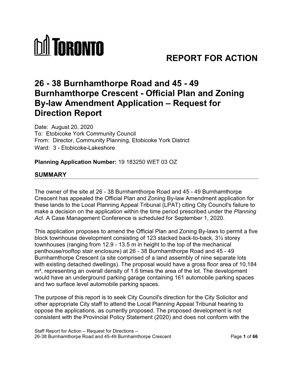 26 - 38 Burnhamthorpe Road and 45 - 49 Burnhamthorpe Crescent - Official Plan and Zoning By-Law Amendment Application – Request for Direction Report