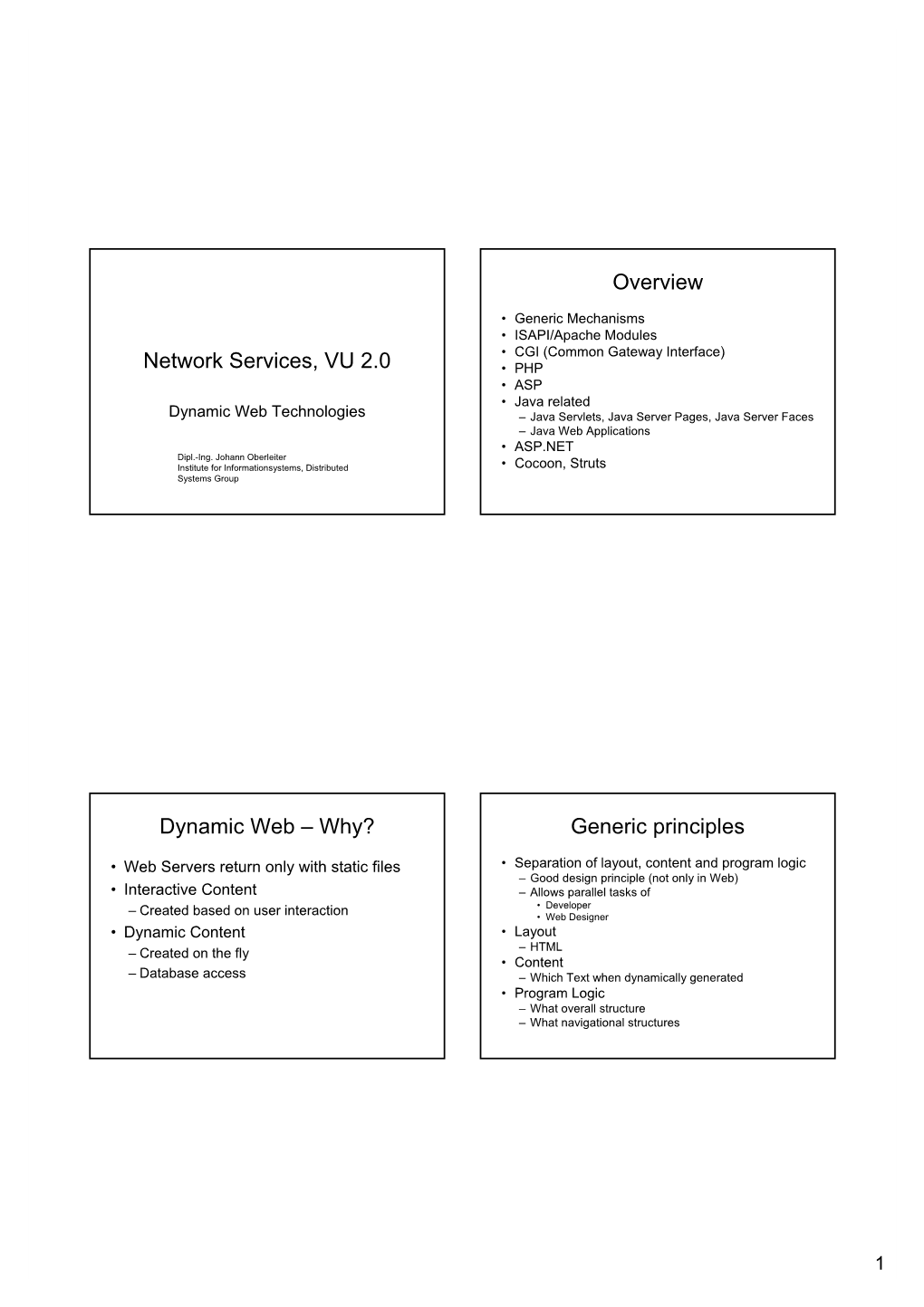 Network Services, VU 2.0 Overview Dynamic