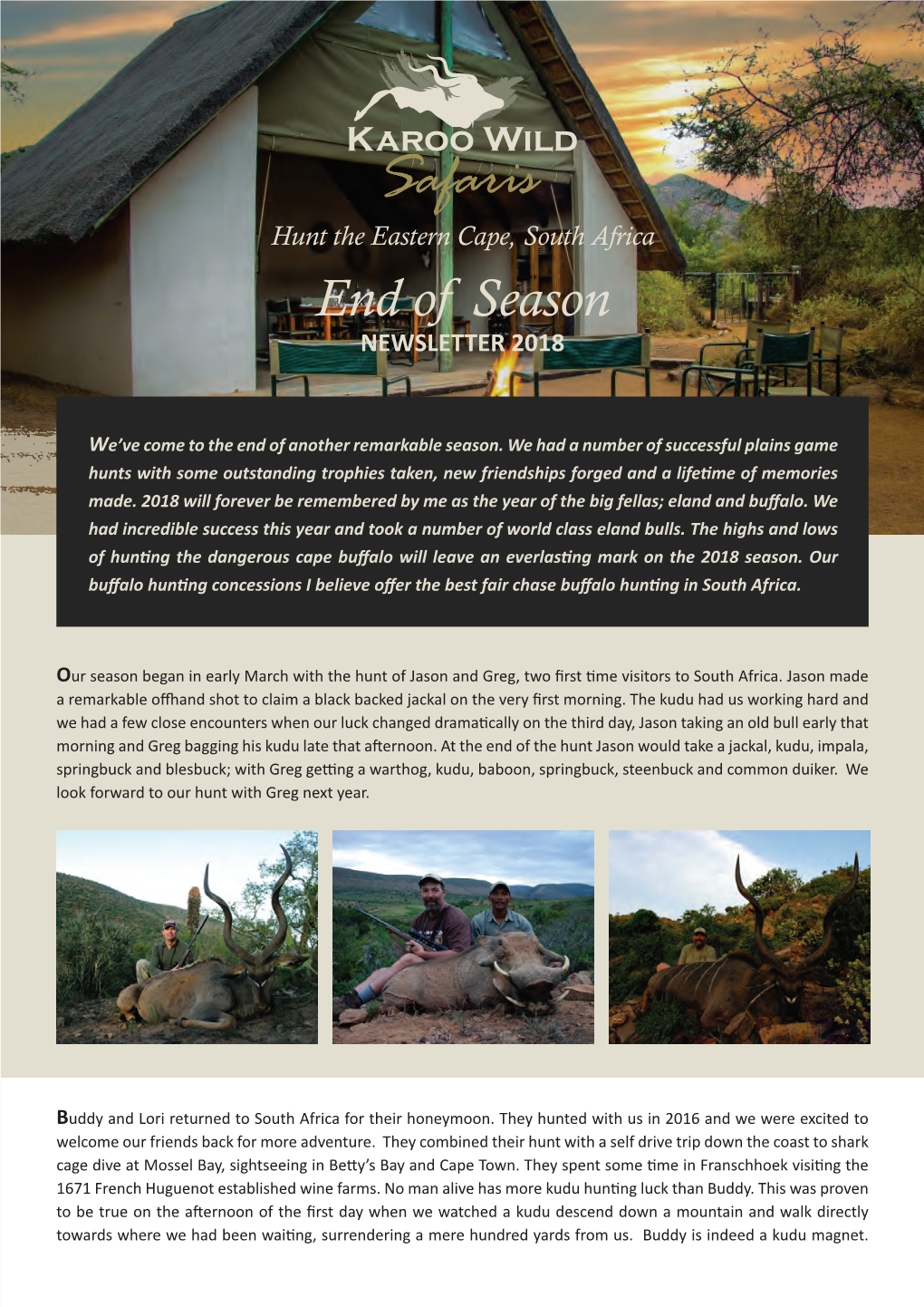 Hunt the Eastern Cape, South Africa End of Season NEWSLETTER 2018