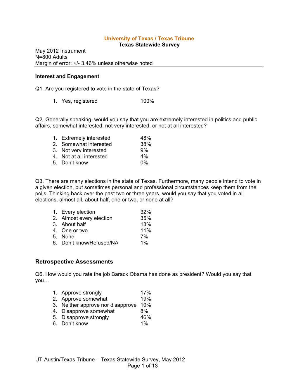 Retrospective Assessments