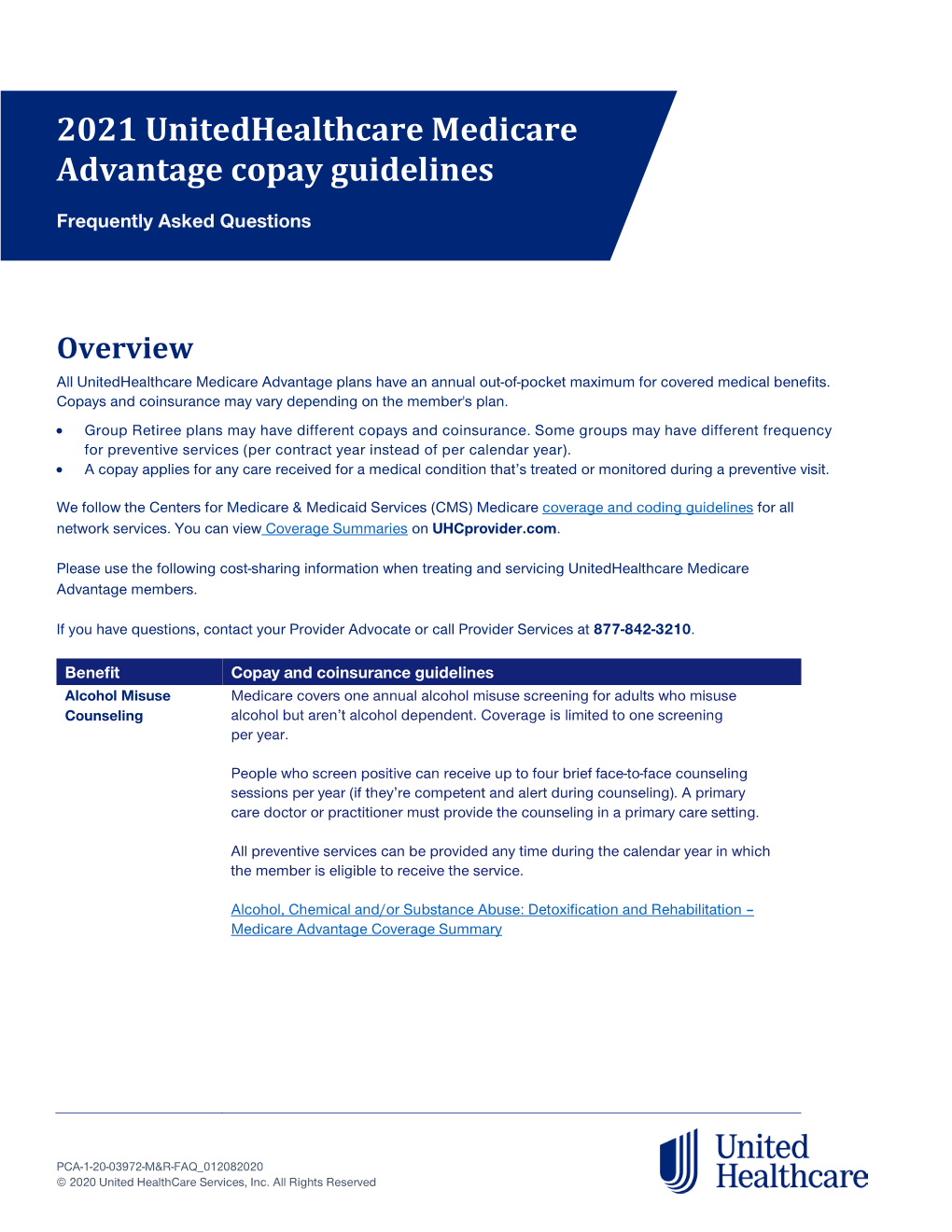2021 Unitedhealthcare Medicare Advantage Copay Guidelines