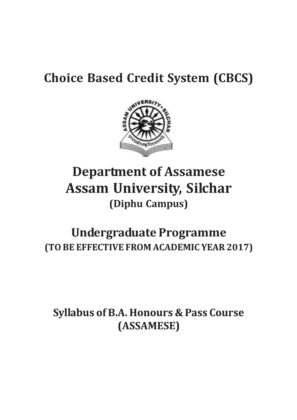 Syllabus of B.A. Honours & Pass Course (ASSAMESE)