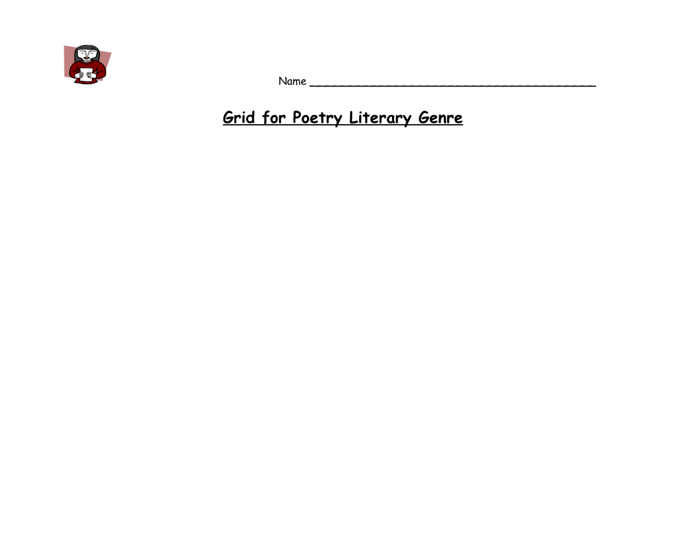 Teacher Notes for Grid for Poetry Literary Genre