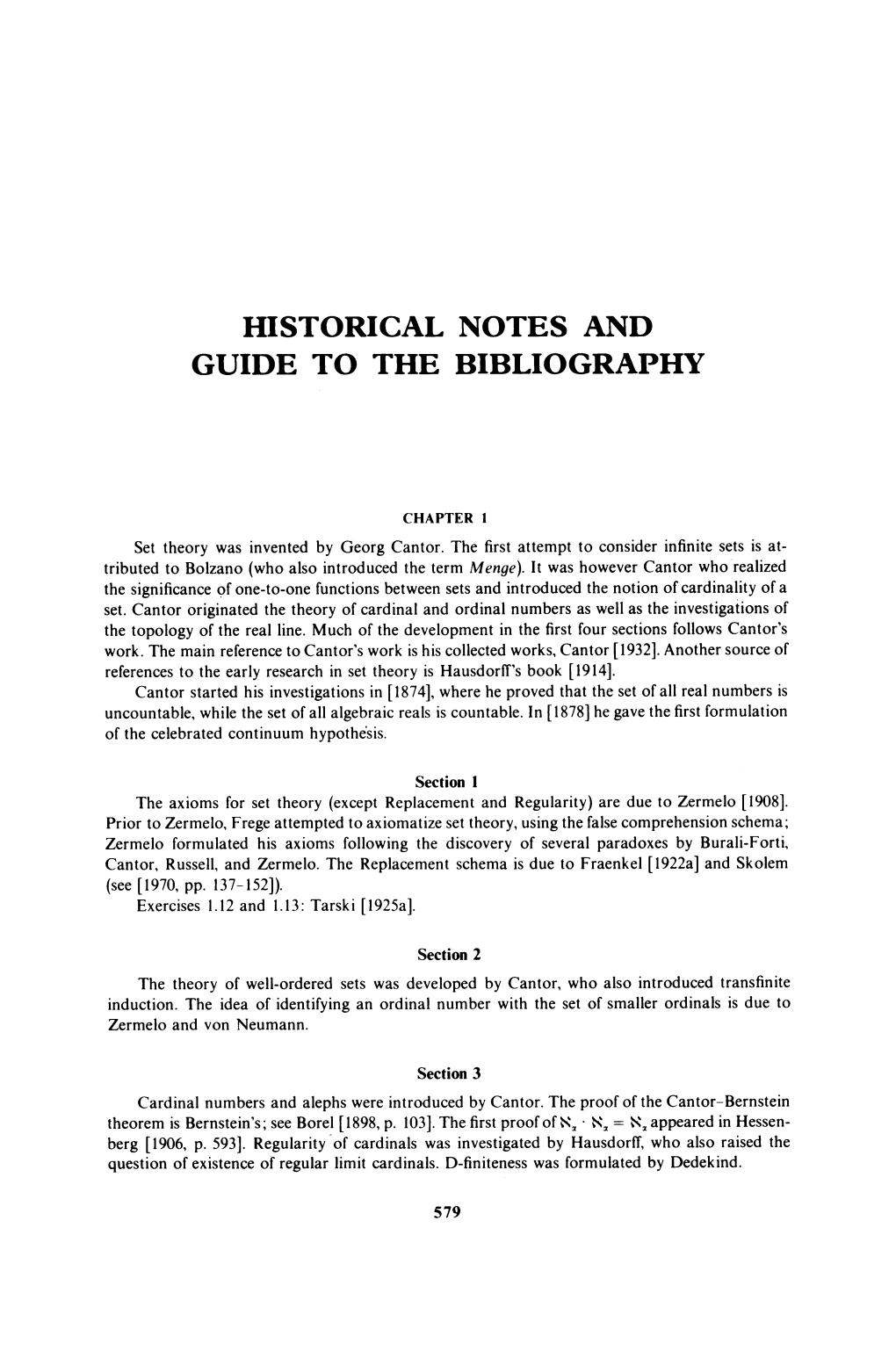 Historical Notes and Guide to the Bibliography