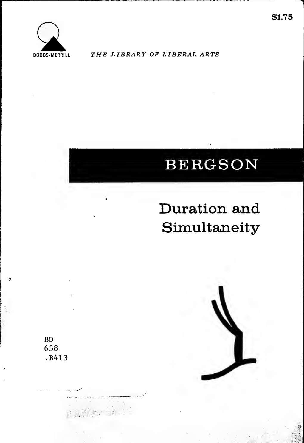 Duration and Simultaneity Henri Bergson