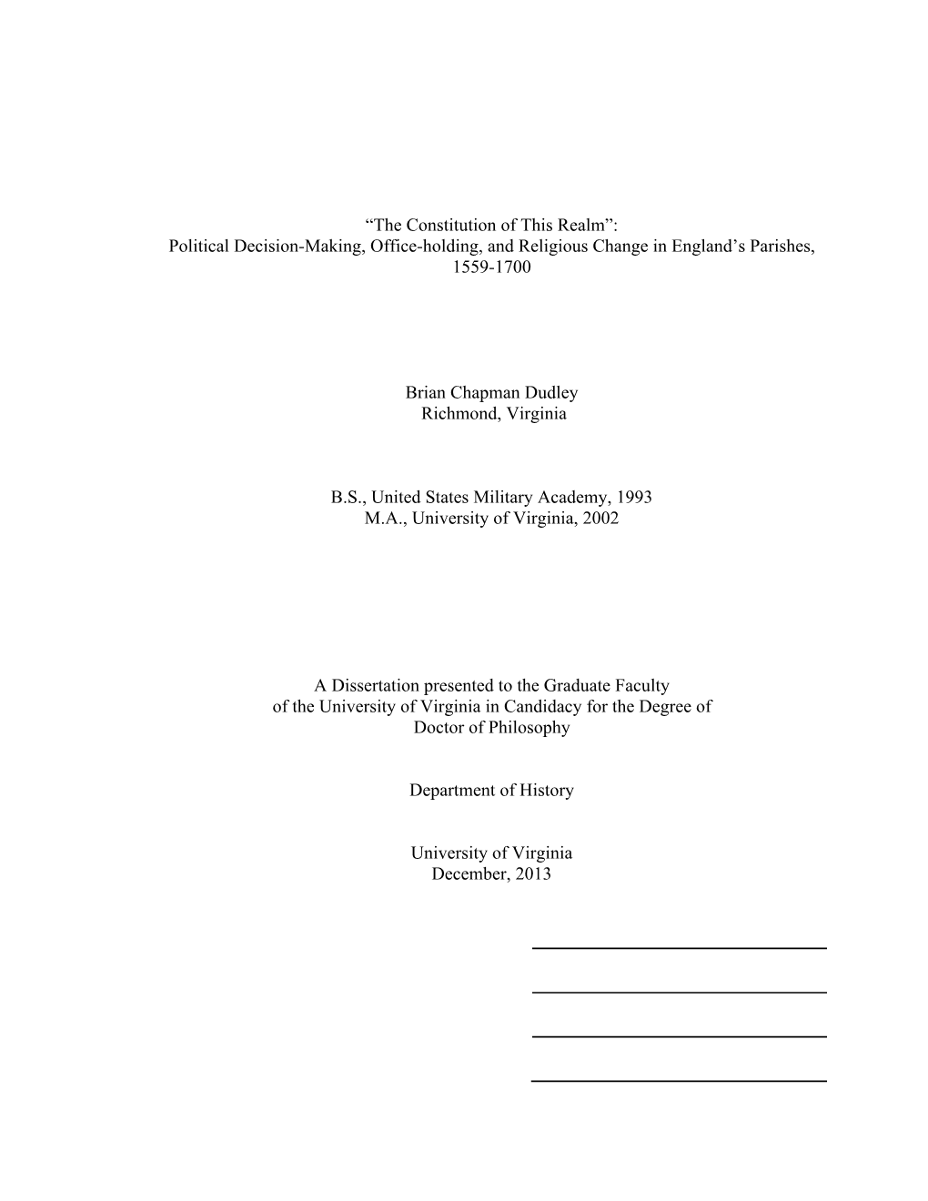 Political Decision-Making, Office-Holding, and Religious Change in England’S Parishes, 1559-1700