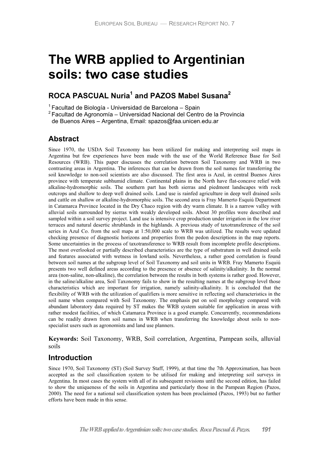 The WRB Applied to Argentinian Soils: Two Case Studies