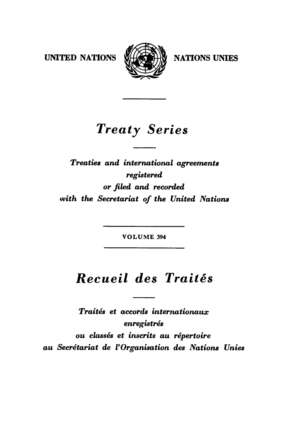 Treaty Series Recueil Des Traites