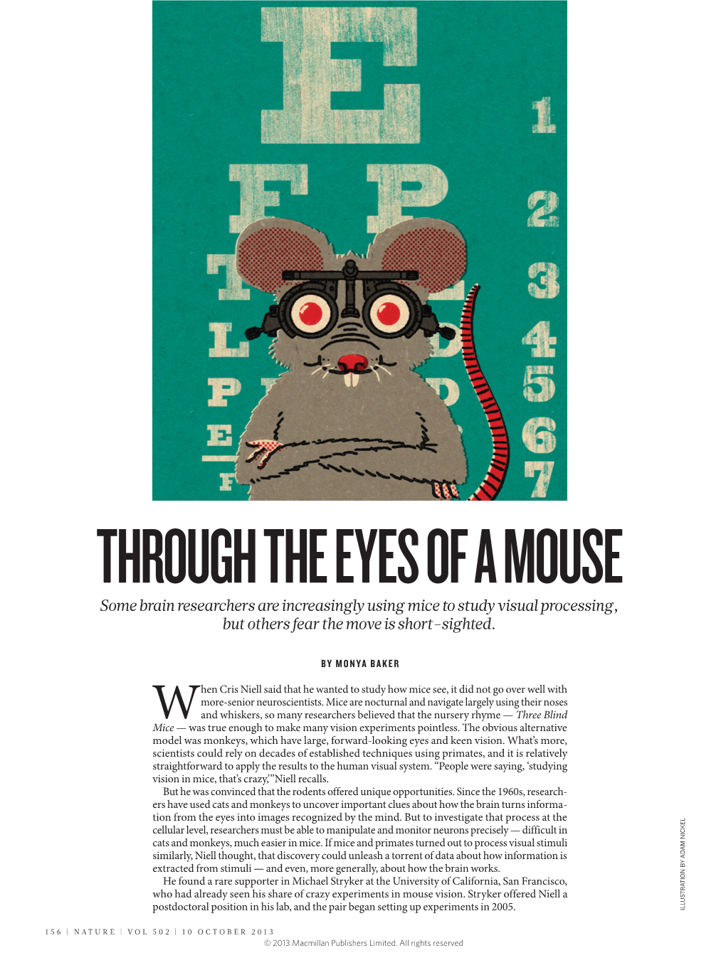 THROUGH the EYES of a MOUSE Some Brain Researchers Are Increasingly Using Mice to Study Visual Processing, but Others Fear the Move Is Short-Sighted