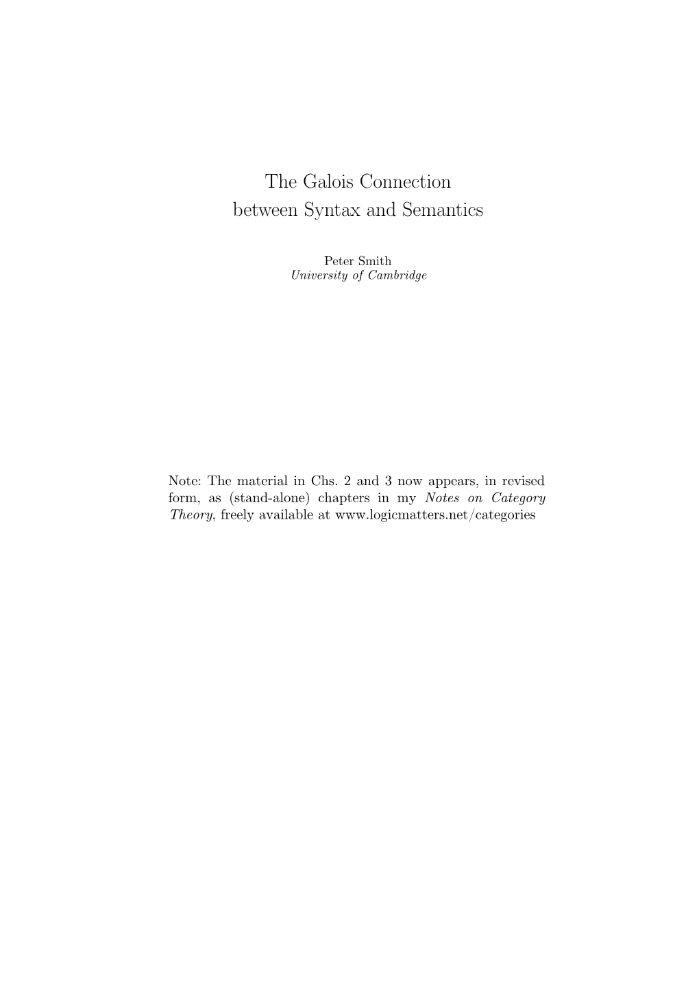 The Galois Connection Between Syntax and Semantics