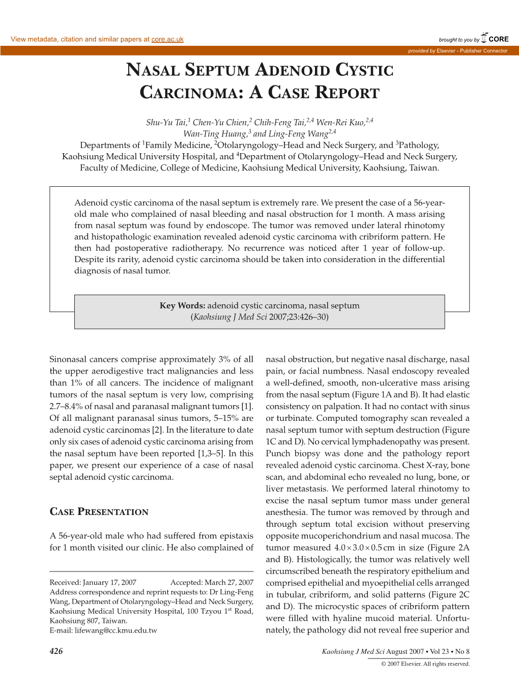 Nasal Septum Adenoid Cystic Carcinoma: a Case Report