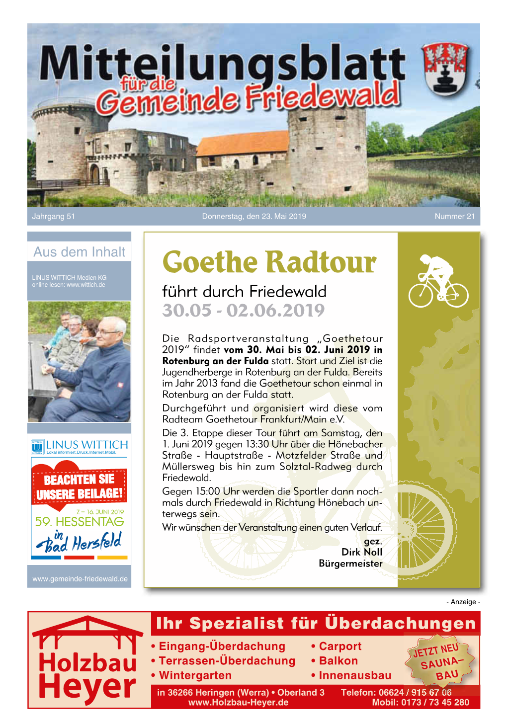 Goethe Radtour LINUS WITTICH Medien KG Online Lesen: Führtdurch Friedewald 30.05-02.06.2019