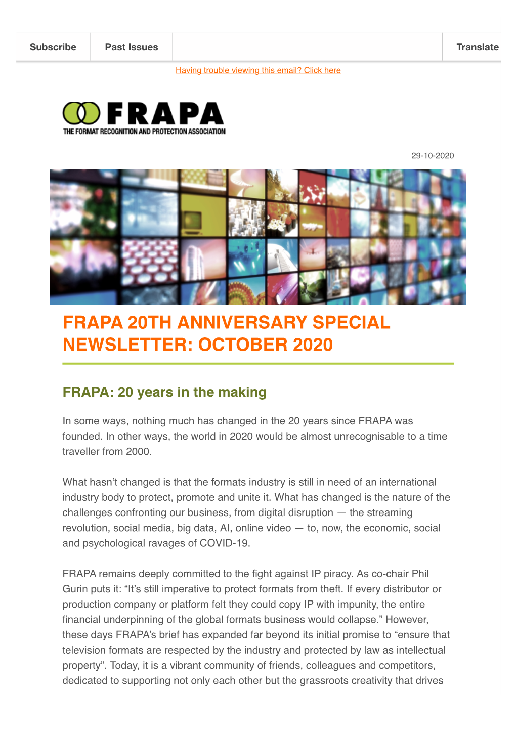 Frapa 20Th Anniversary Special Newsletter: October 2020