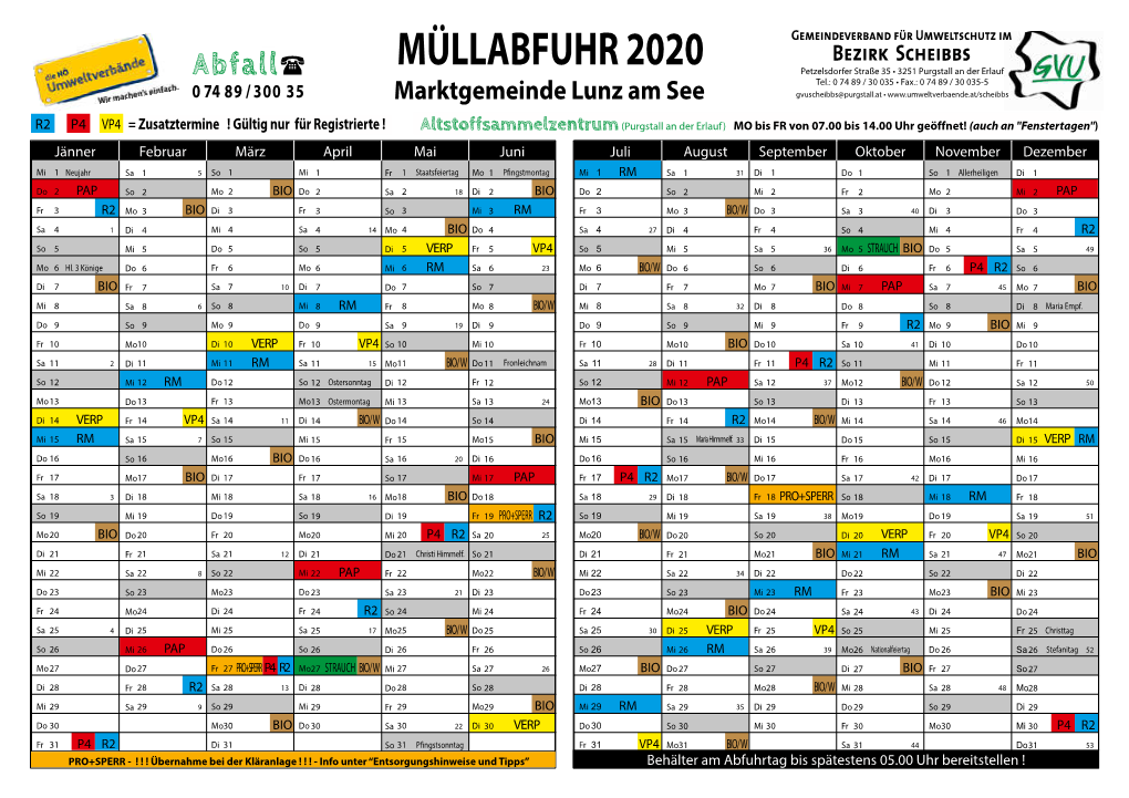 Müllabfuhr 2020