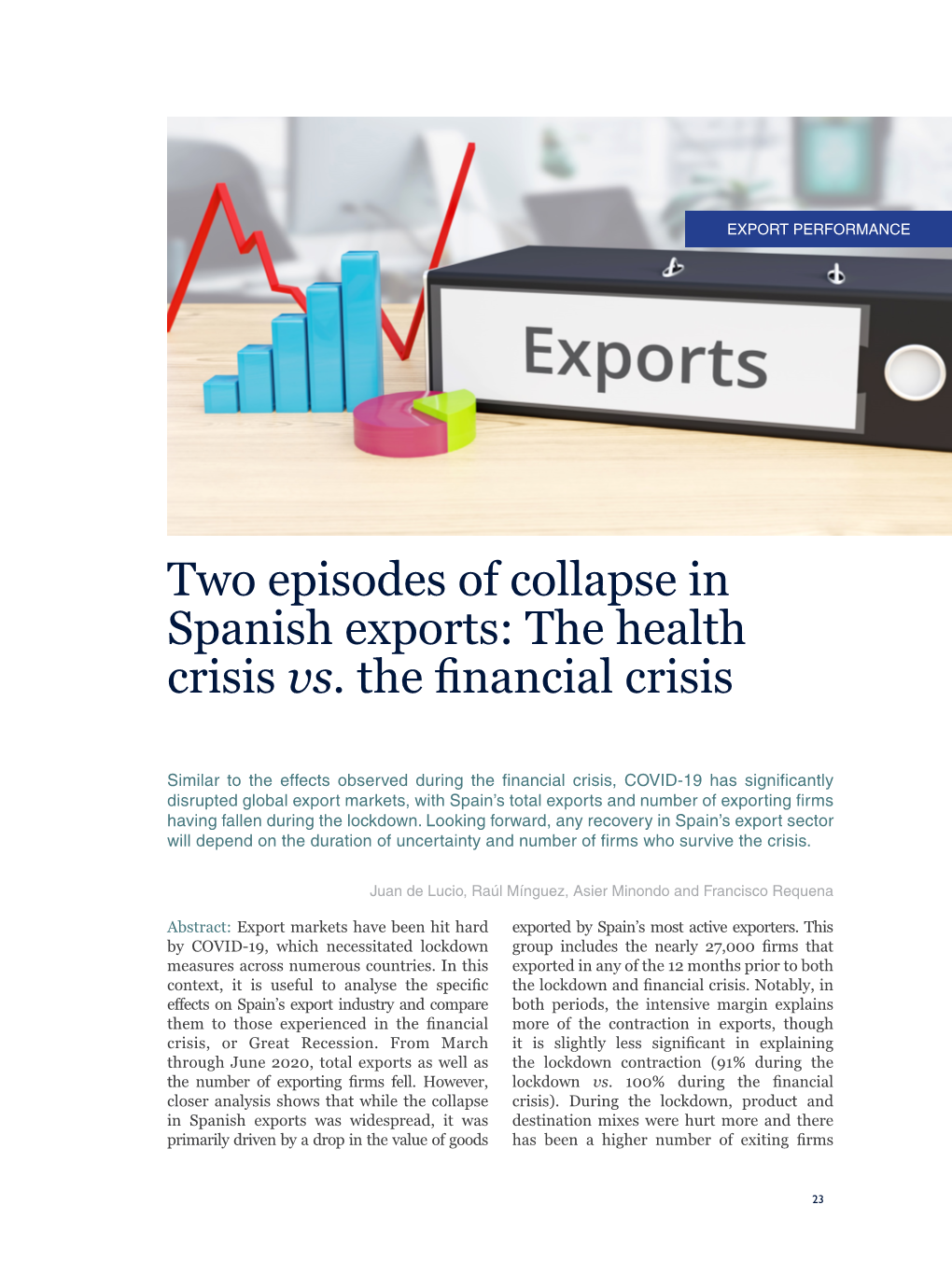 Two Episodes of Collapse in Spanish Exports: the Health Crisis Vs. the Financial Crisis