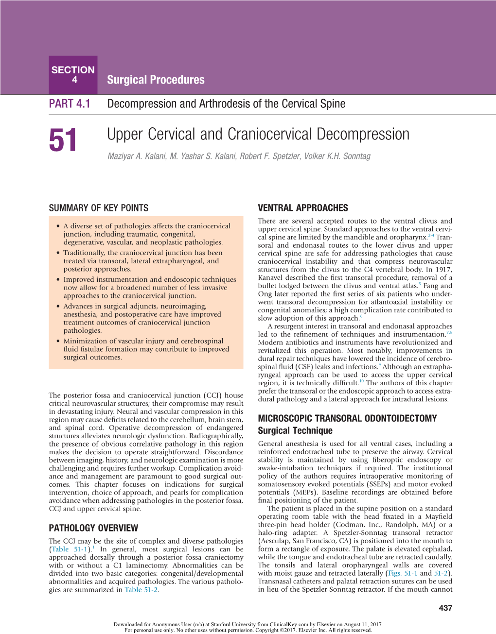 Upper Cervical and Craniocervical Decompression Maziyar A