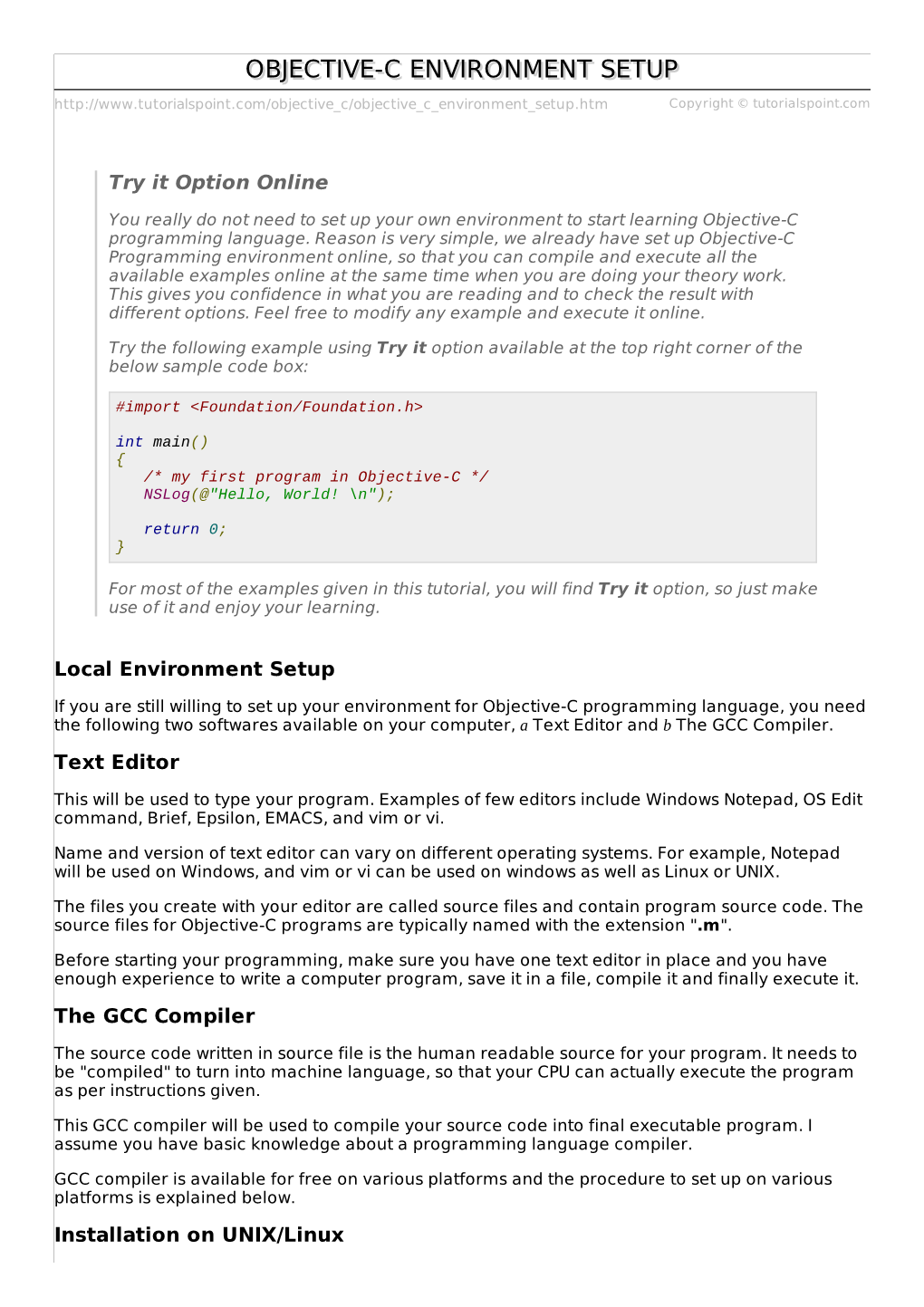 Objective-C Environment Setup