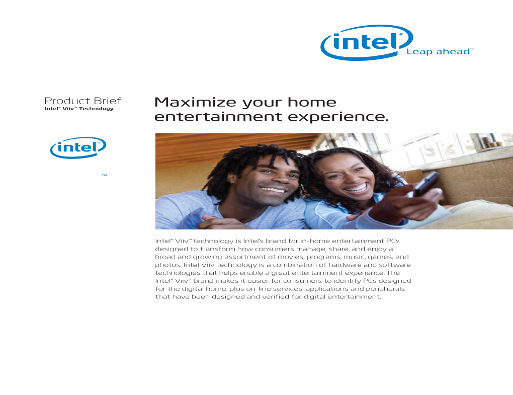 Intel® Viiv™ Technology Product Brief