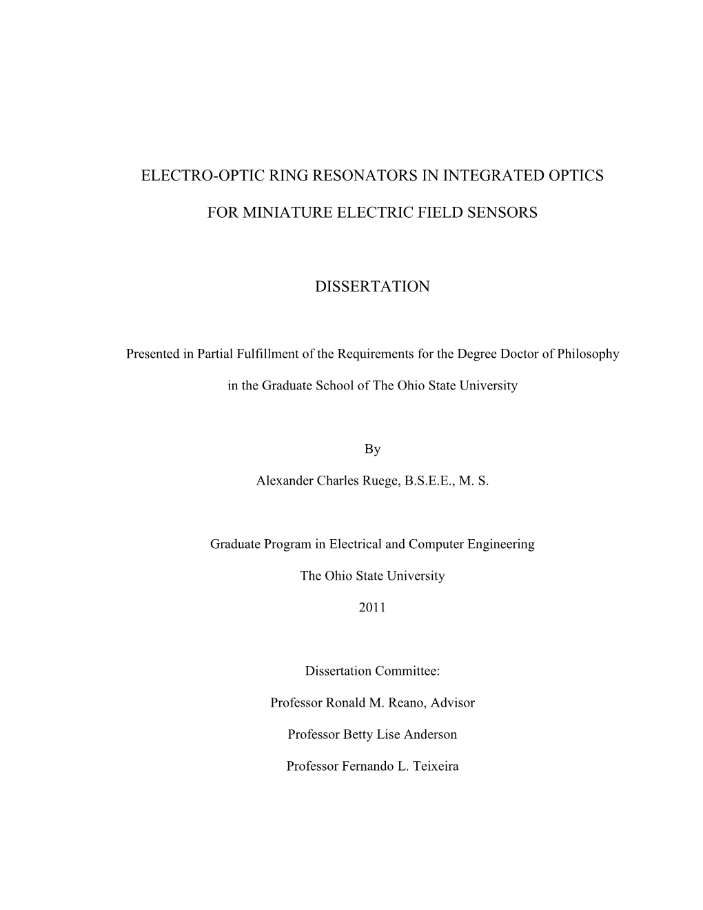 Electro-Optic Ring Resonators in Integrated Optics