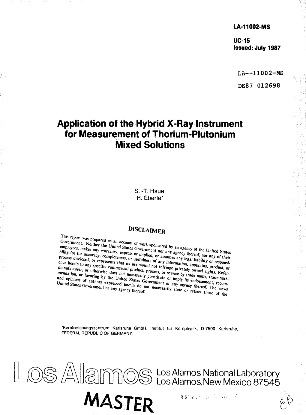 Application of the Hybrid X-Ray Instrument for Measurement of Thorium-Plutonium Mixed Solutions