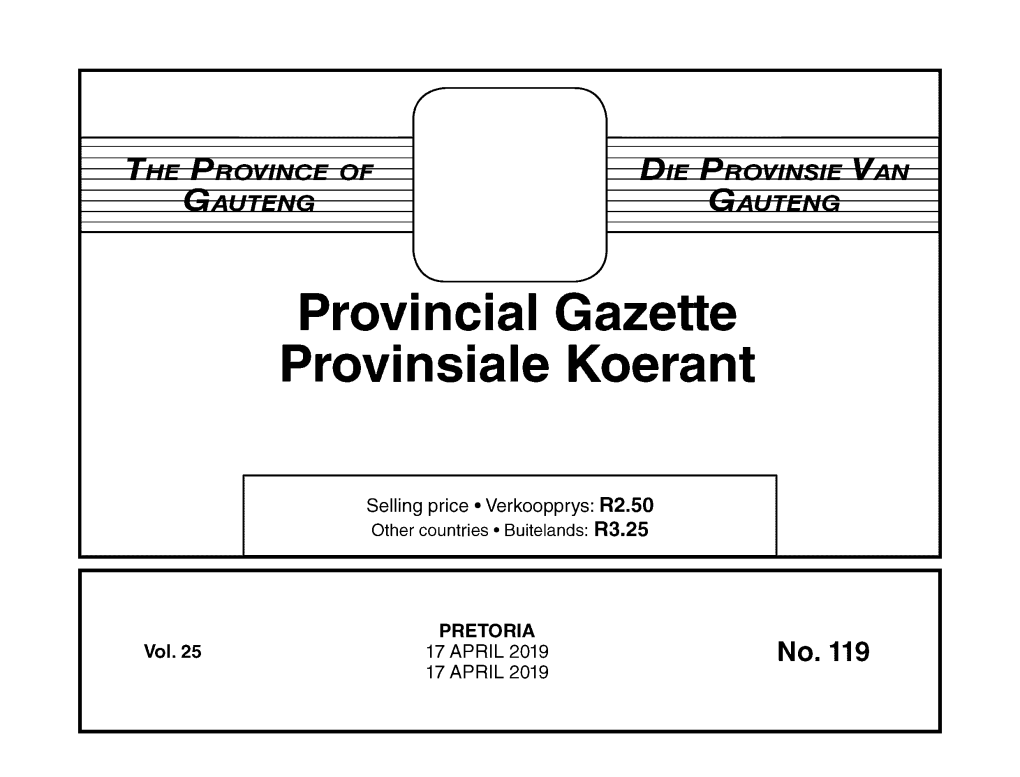 Provincial Gazette Provinsiale Koerant