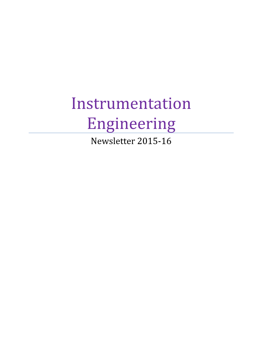 Instrumentation Engineering Newsletter 2015-16