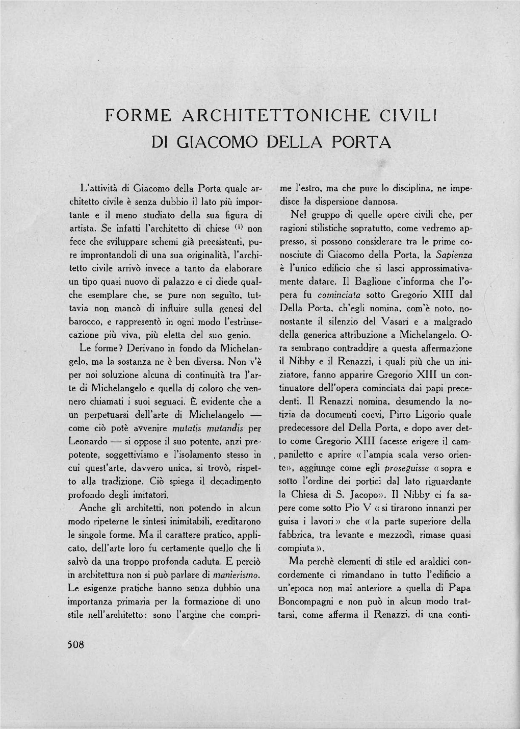 Forme Architettonich'e Civili Di Giacomo Della Port A