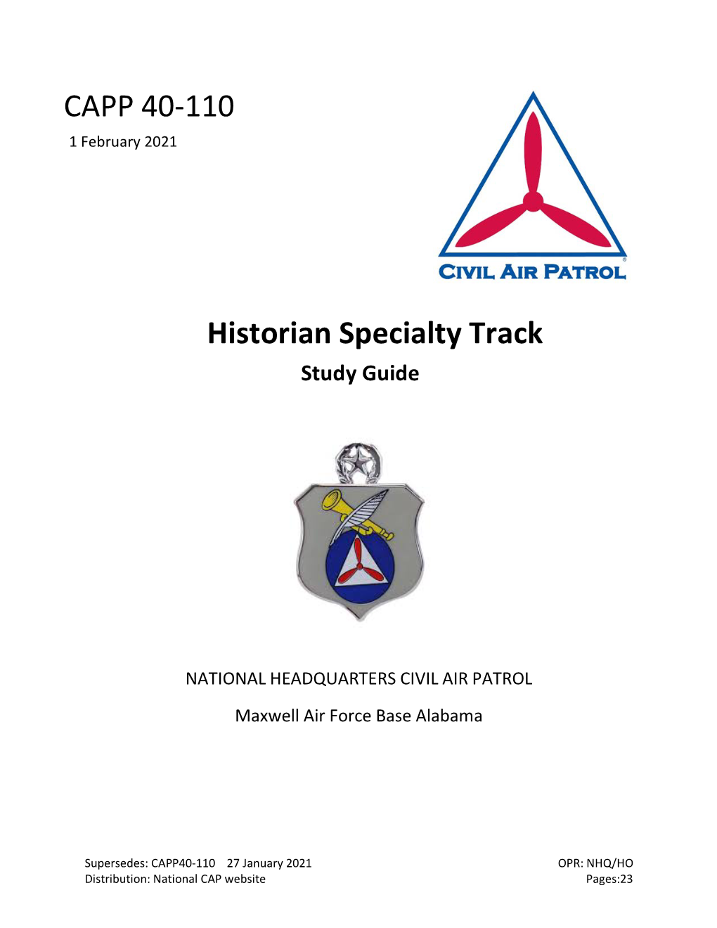 CAPP 40-110 Historian Specialty Track