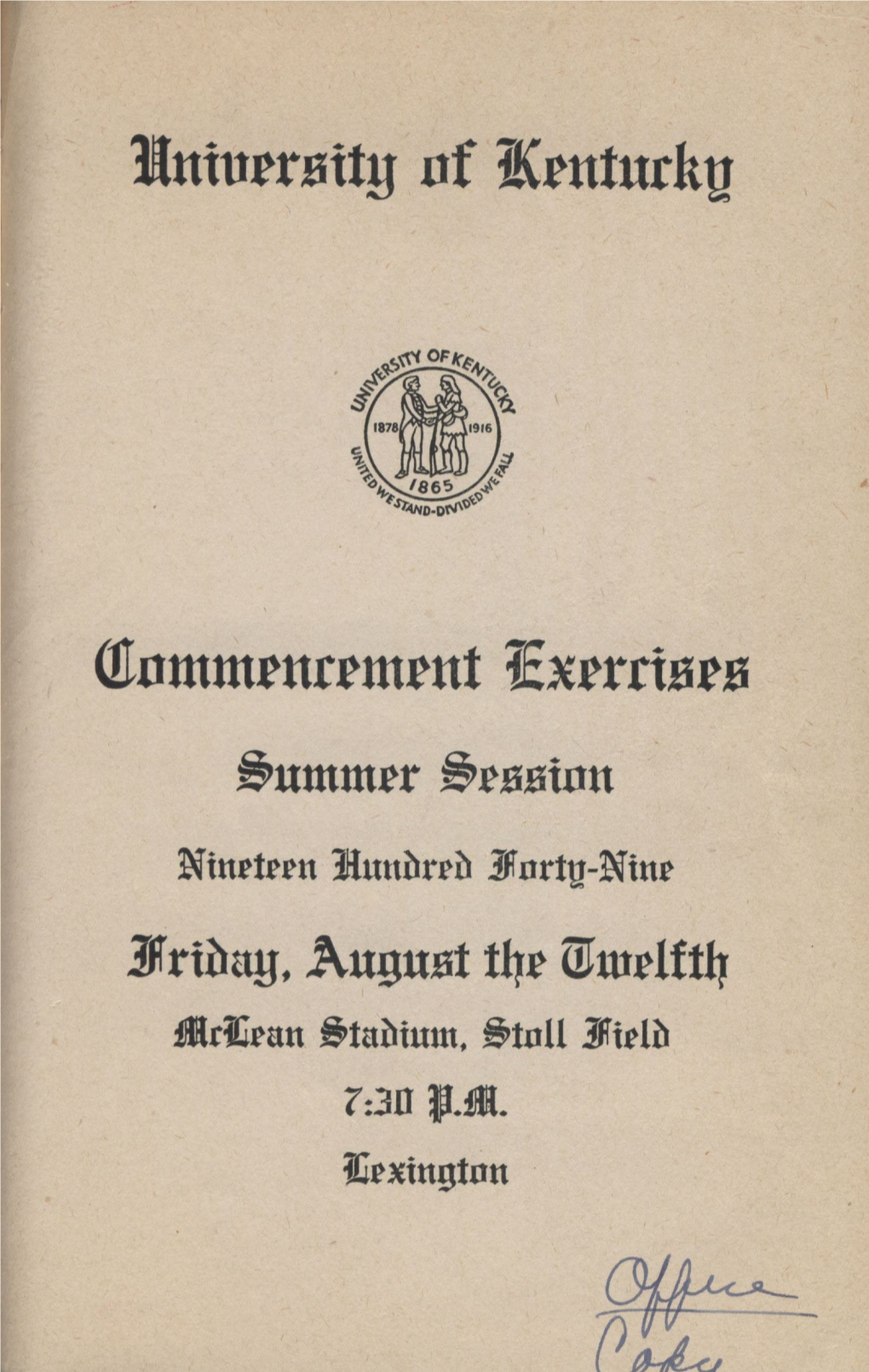 College of Law Commencement Program, 1949 Summer