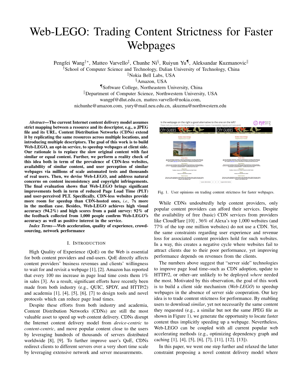 Web-LEGO: Trading Content Strictness for Faster Webpages