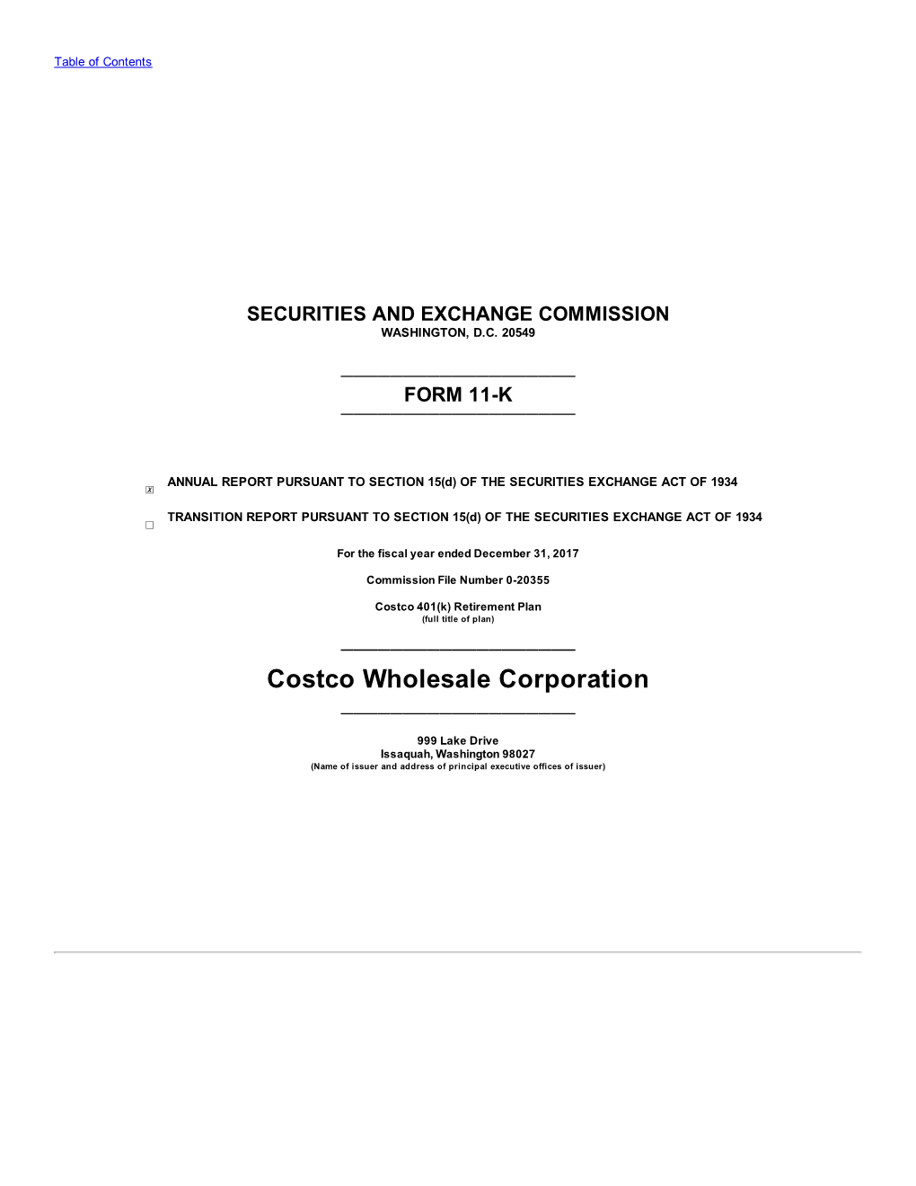 Costco Wholesale Corporation