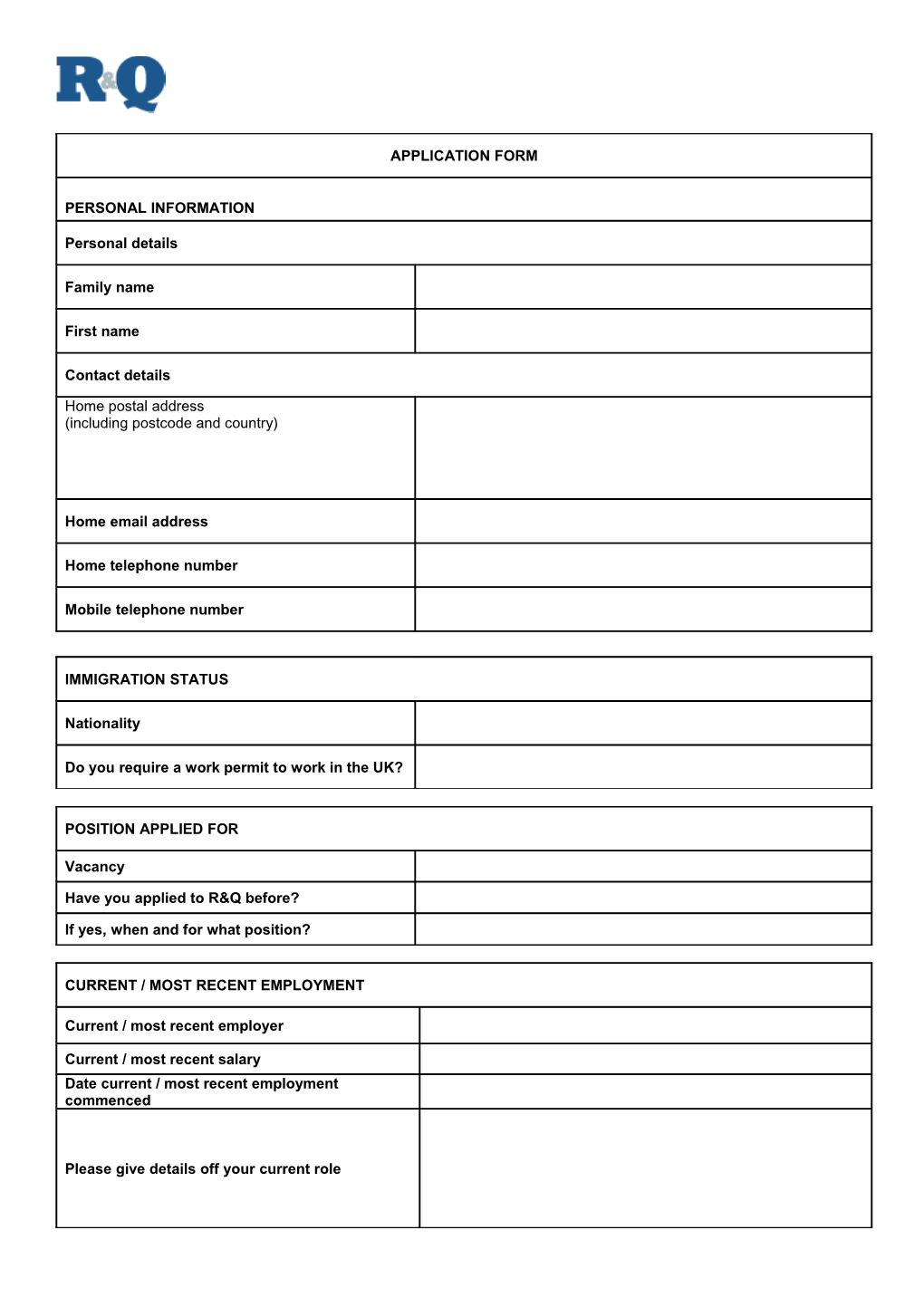 Application Form - Recruitment