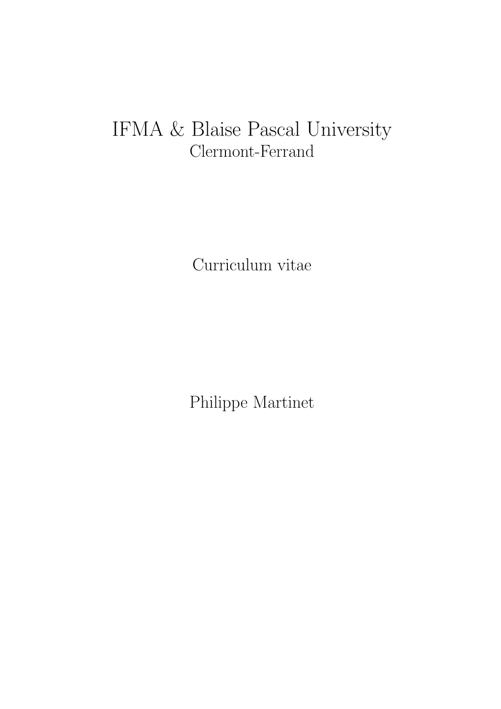 IFMA & Blaise Pascal University