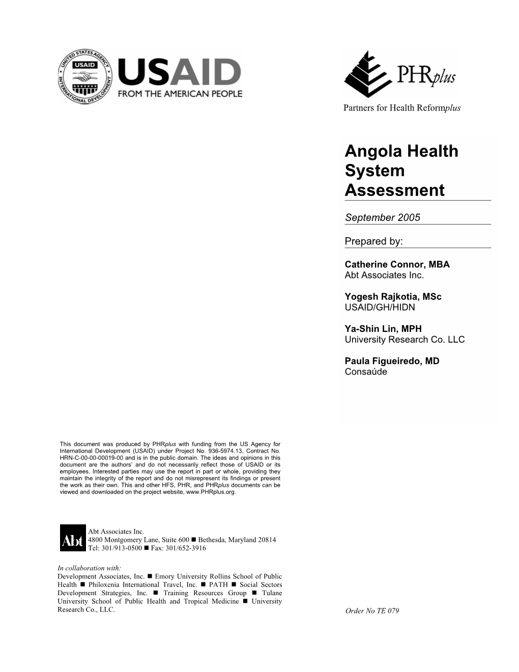 Angola Health System Assessment