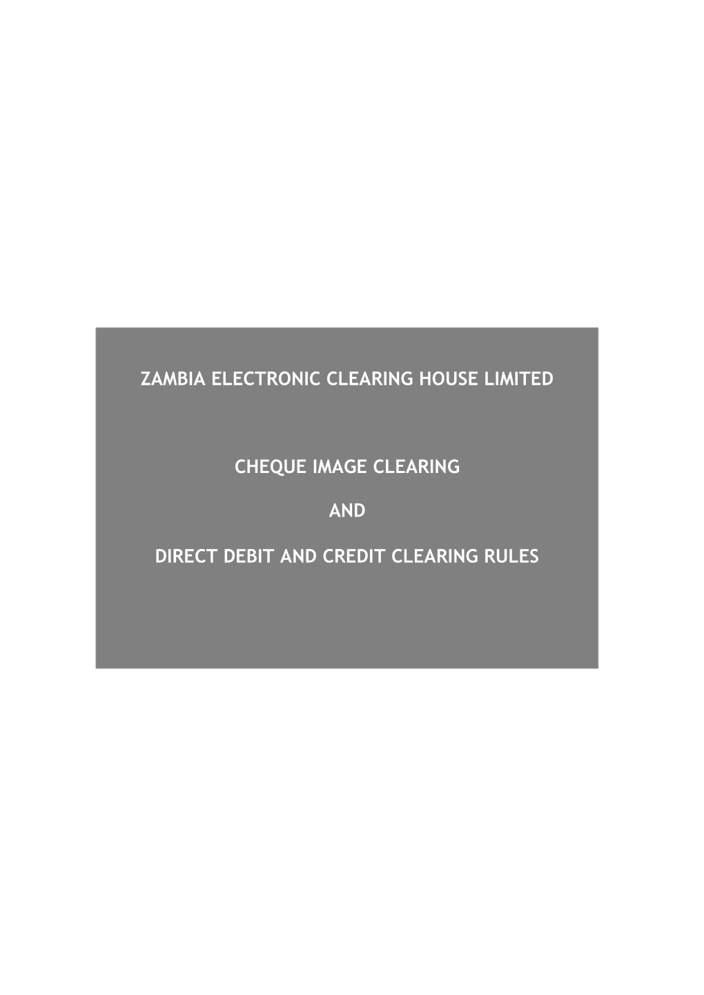 Zambia Electronic Clearing House Limited Cheque Image
