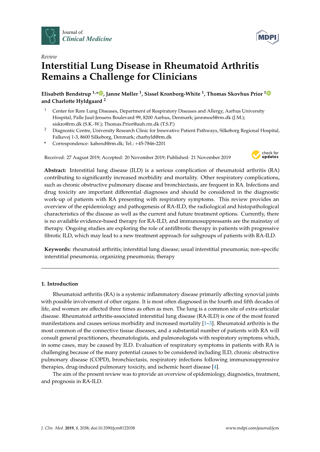 Interstitial Lung Disease in Rheumatoid Arthritis Remains a Challenge for Clinicians