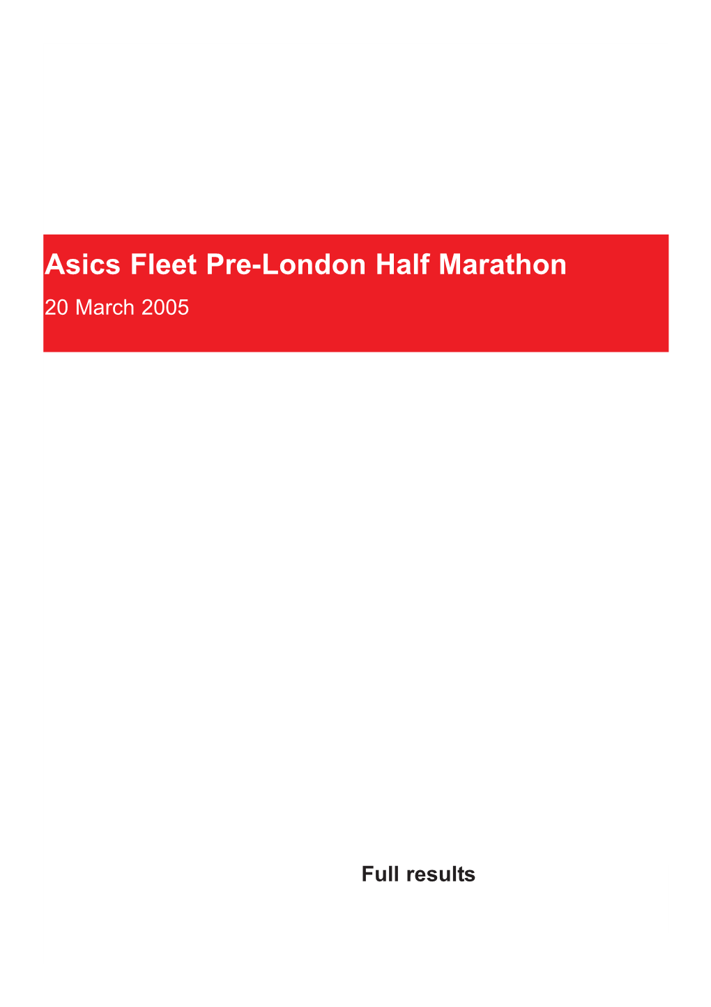 The Fleet Half Marathon – 20 March 2005