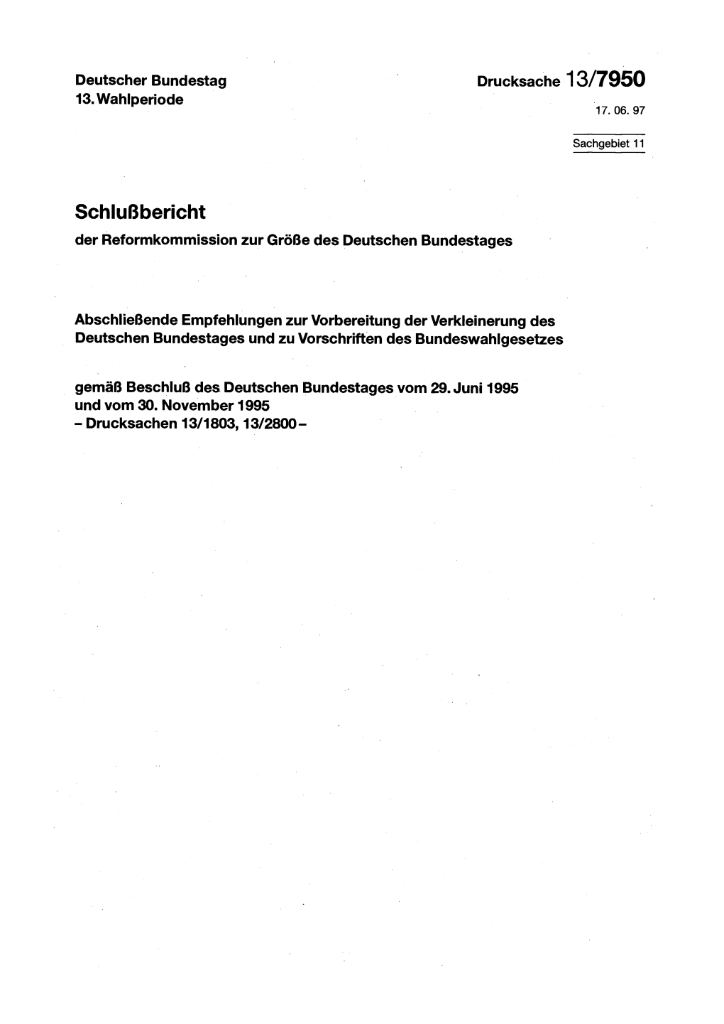 Schlußbericht Der Reformkommission Zur Größe Des Deutschen Bundestages