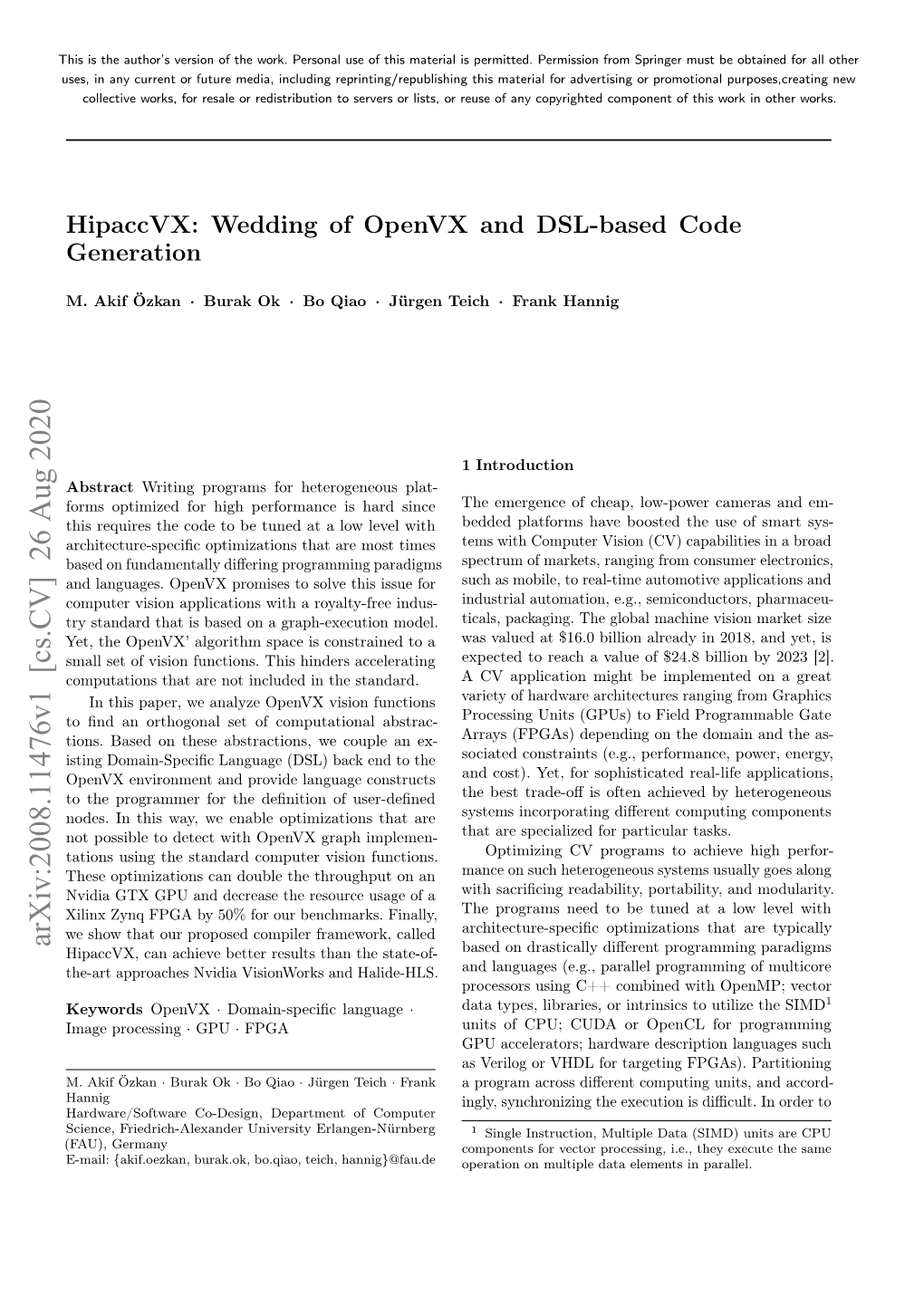 Hipaccvx: Wedding of Openvx and DSL-Based Code Generation