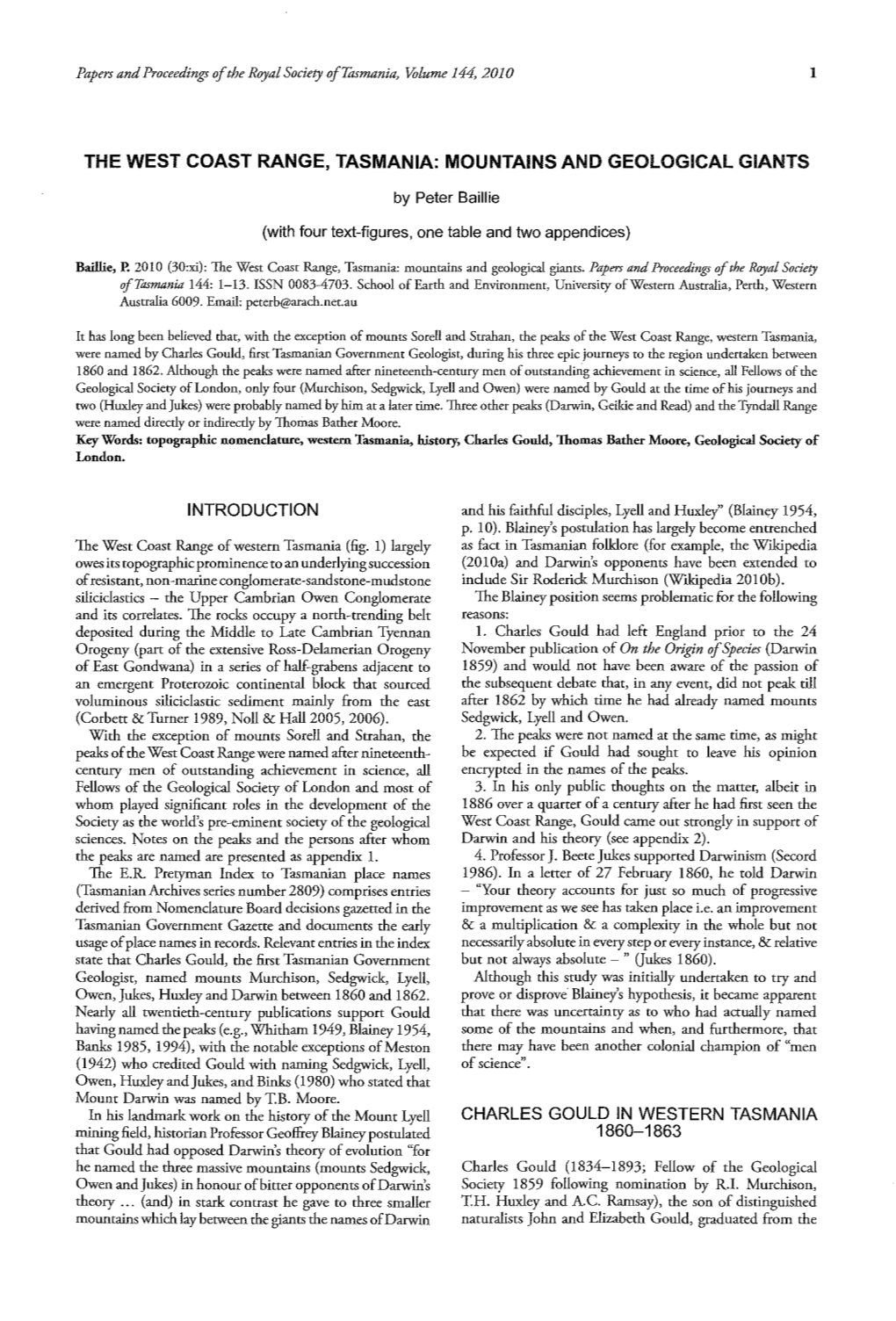 Papers and Proceedings of the Royal Society of Tasmania