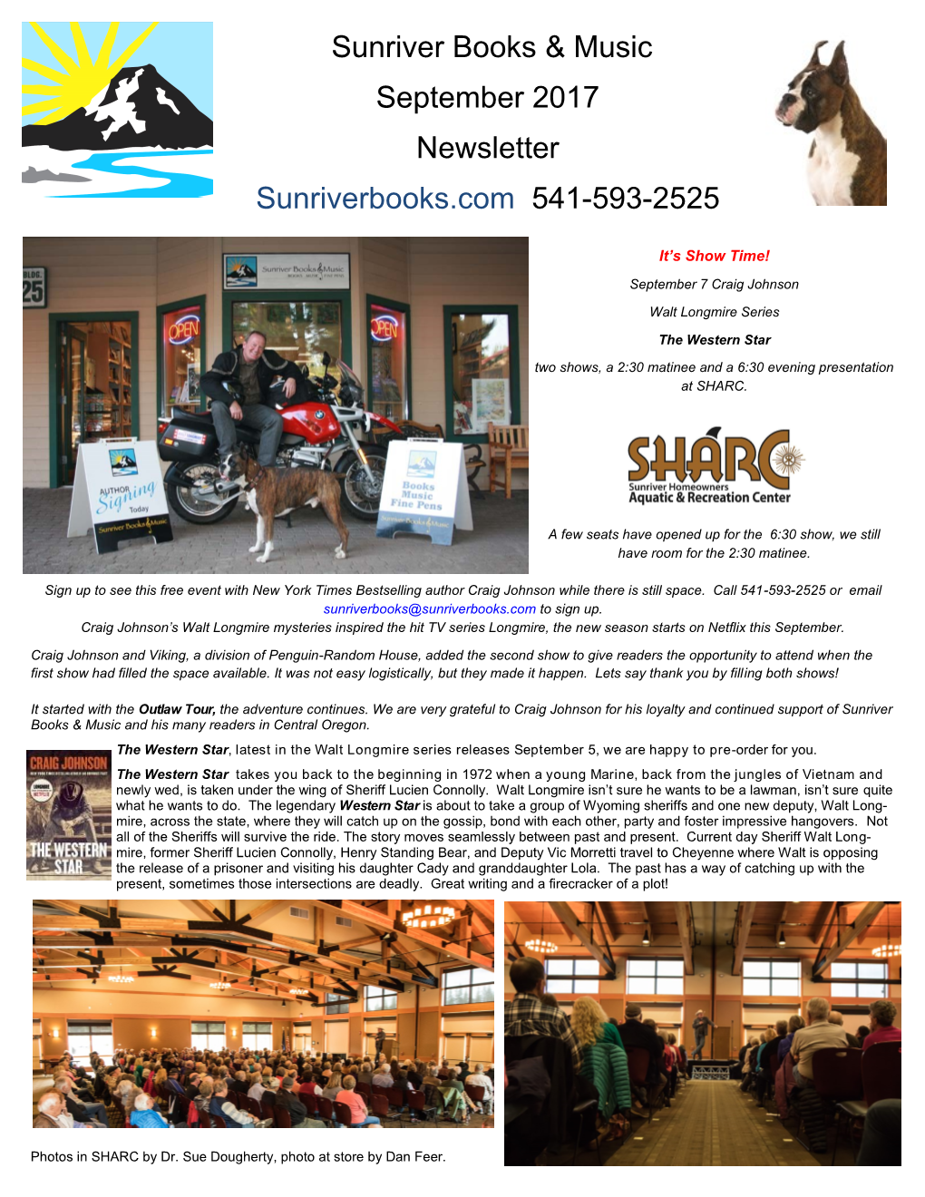 Sunriver Books & Music September 2017 Newsletter Sunriverbooks