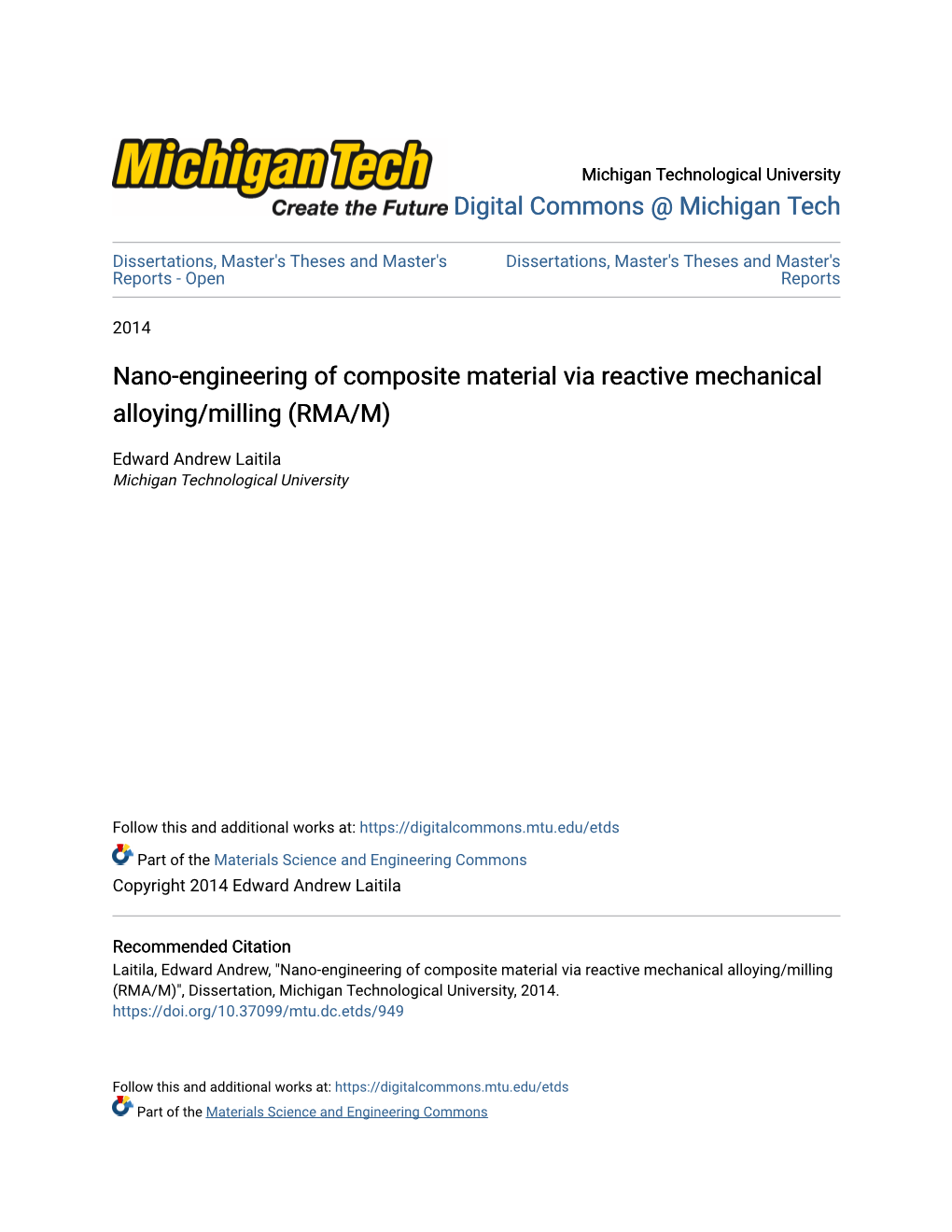 Nano-Engineering of Composite Material Via Reactive Mechanical Alloying/Milling (RMA/M)