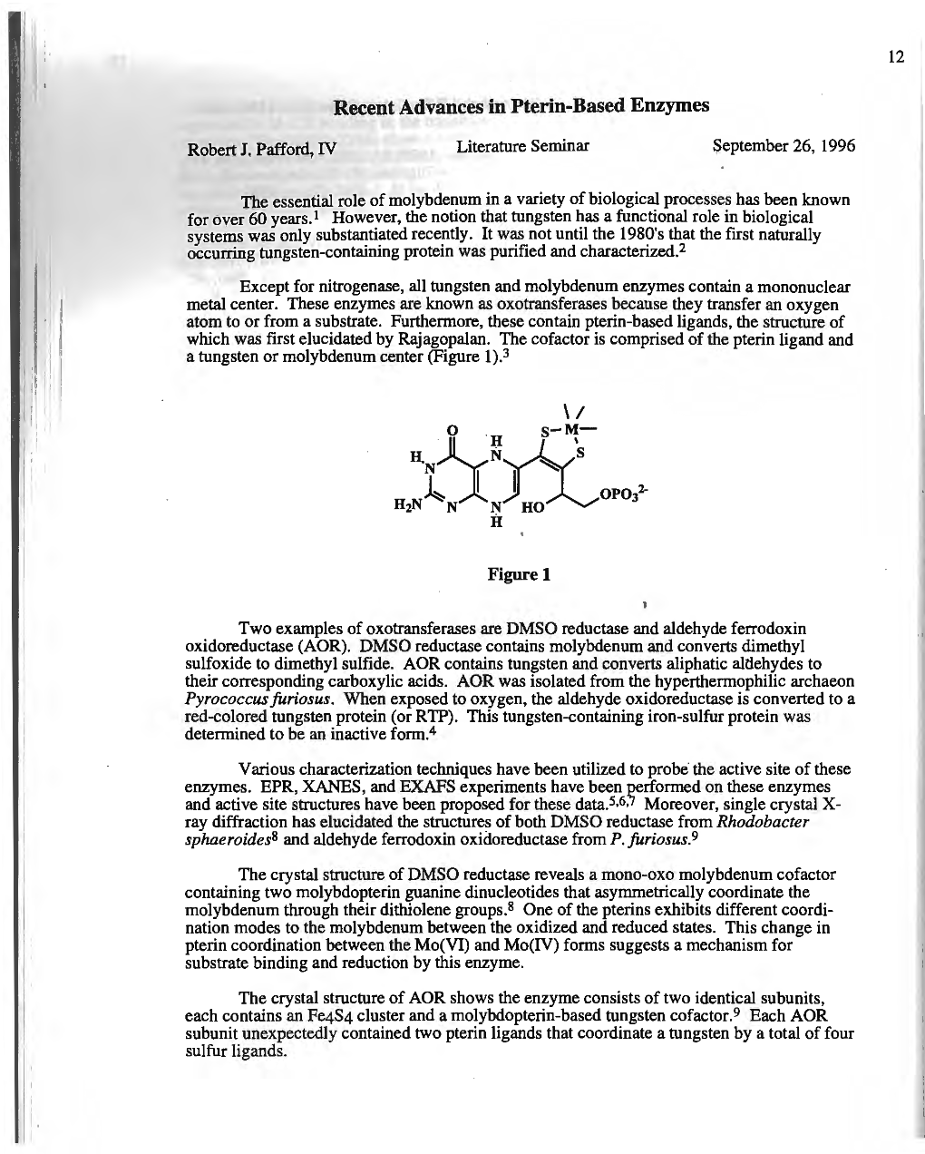 Recent Advances in Pterin-Based Enzymes