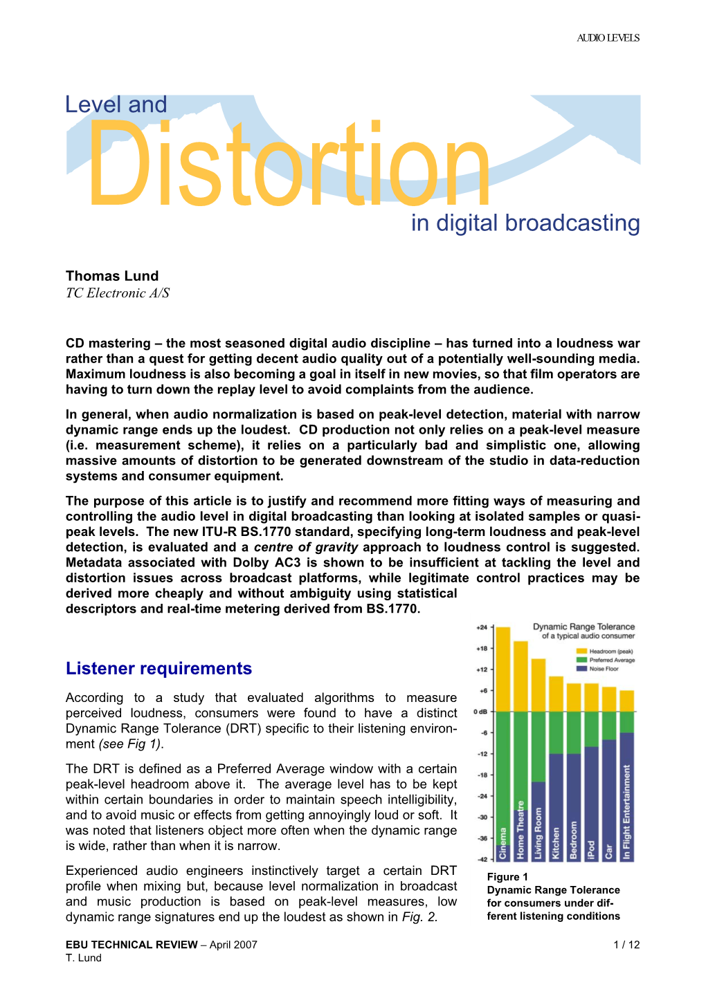 Level and Distrortion in Digital Broadcasting