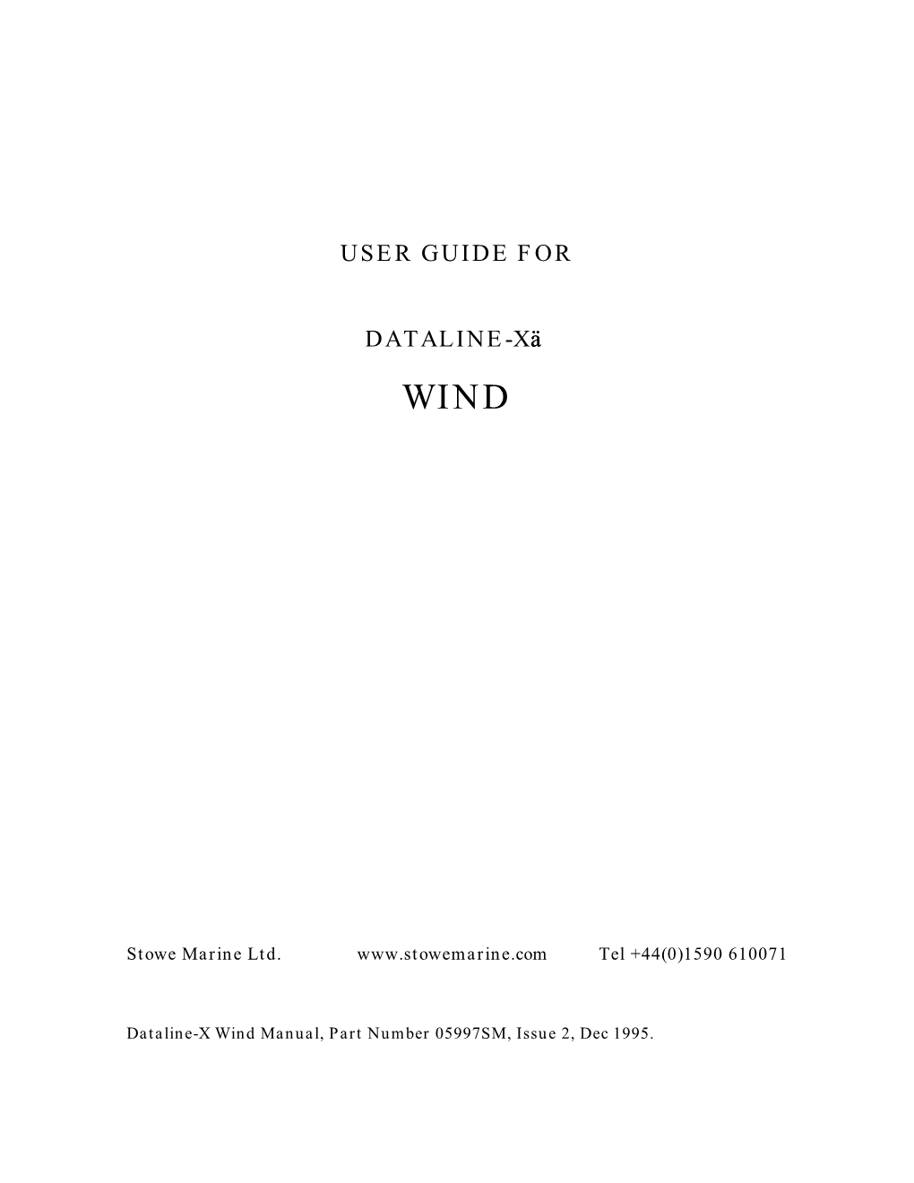 Dataline-X Wind Manual, Part Number 05997SM, Issue 2, Dec 1995