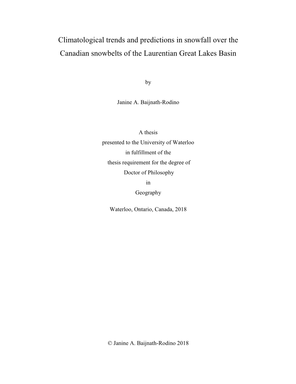 Climatological Trends and Predictions in Snowfall Over the Canadian Snowbelts of the Laurentian Great Lakes Basin