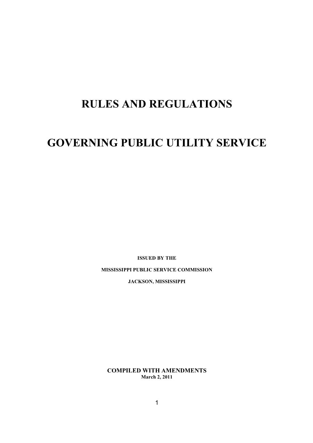 Rules and Regulations Governing Public Utility Service