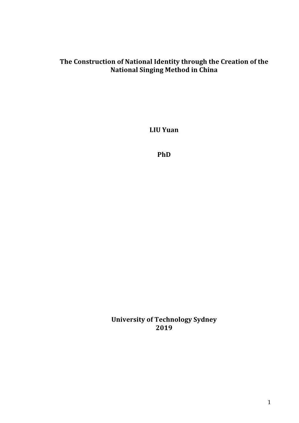 The Construction of National Identity Through the Creation of the National Singing Method in China